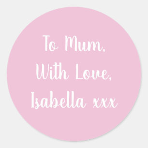 With Love to Mum Pink gift tag sticker