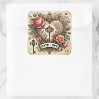 “With Love” Vintage Romantic Stickers 
