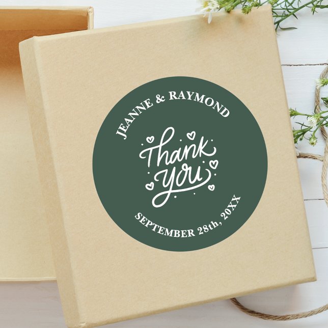 With Love Wedding Thank You Favour Sage Green Classic Round Sticker (Creator Uploaded)