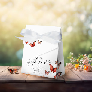 With Love Whimsical Butterfly Red Thank You Favour Box