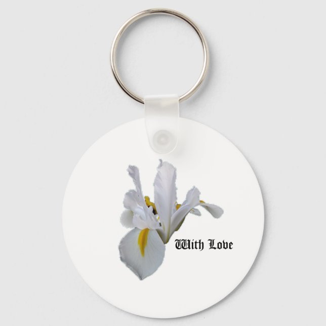 With Love White Iris Key Ring (Front)