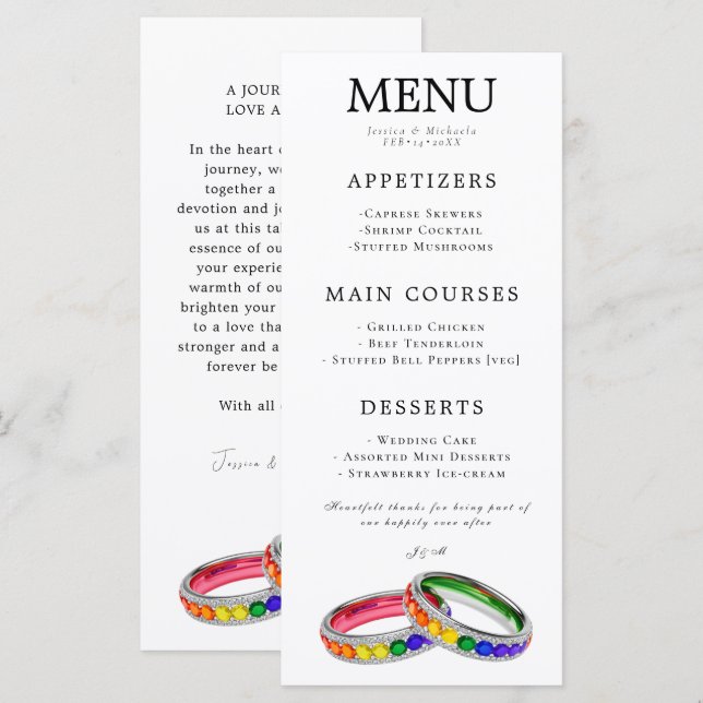 🌈 + With lovely text LGBTQ Intertwined in Pride Menu (Front/Back)