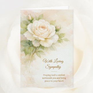 With Loving Sympathy Christian Ivory Floral Card