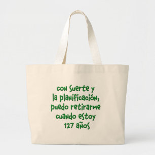With luck and planning large tote bag