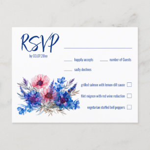 💍 With menu Cornflowers & Lavender RSVP postcard