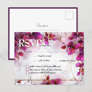 With menu Fuchsia Enchantment: Watercolor  Postcard