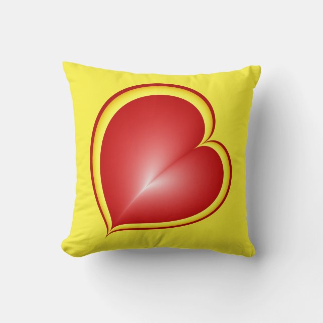 With much Love Red Yellow Hearts Fractal Art Cushion (Front)