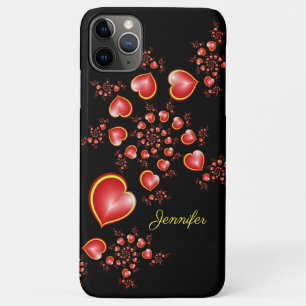 With much Love Red Yellow Hearts Fractal Art Name Case-Mate iPhone Case