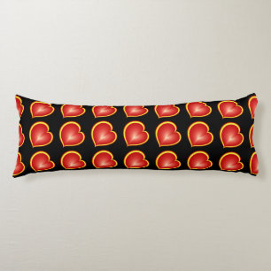With much Love Red Yellow Modern Hearts Pattern Body Cushion