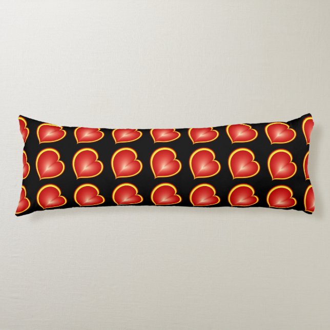 With much Love Red Yellow Modern Hearts Pattern Body Cushion (Front)