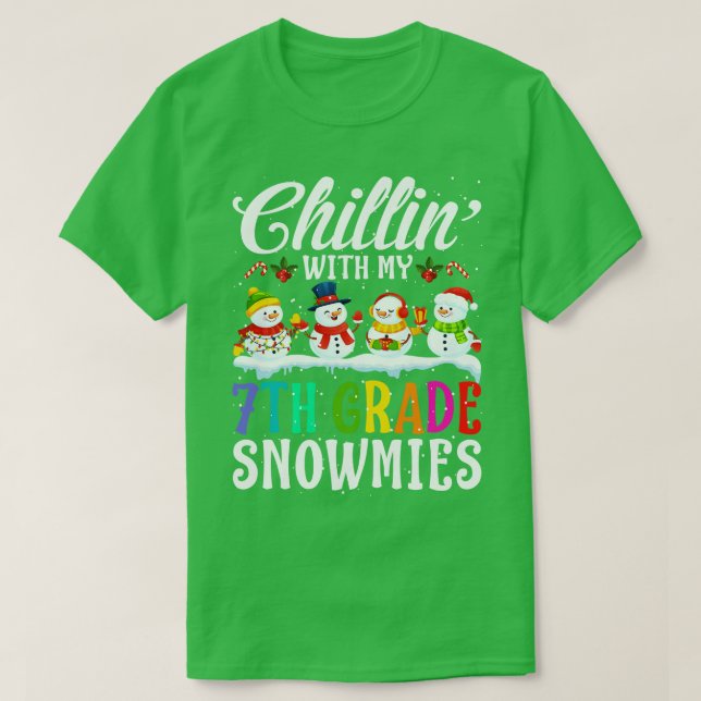 With My 7Th Grade Snowmies Teacher Xmas Gi T-Shirt (Design Front)