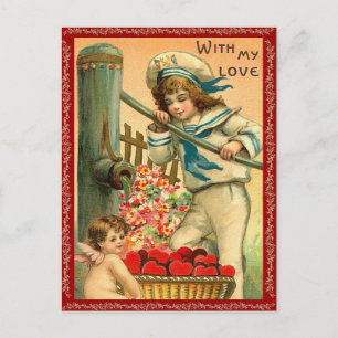 With my Love Valentine Postcard
