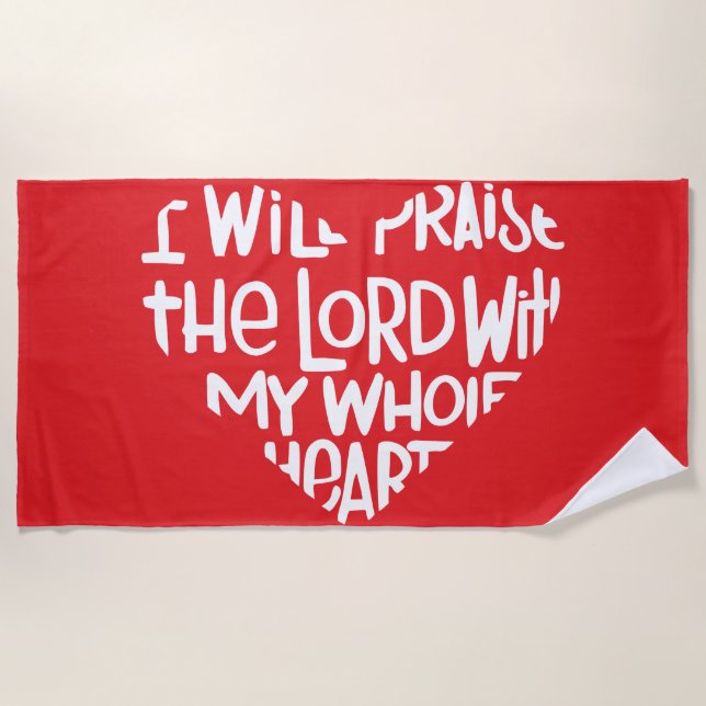 With my whole heart beach towel (Front)