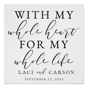 With My Whole Heart Wedding Backdrop Tapestry Poster