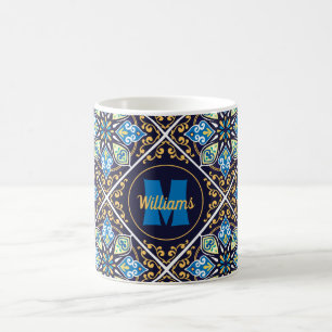 With name and initial Oriental tiles, Azulejos Coffee Mug