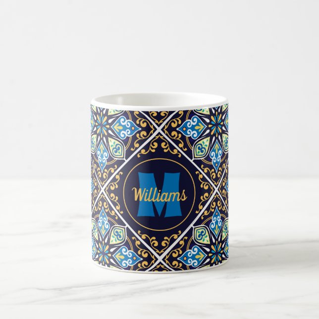 With name and initial Oriental tiles, Azulejos Coffee Mug (Center)