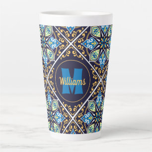 With name and initial Oriental tiles, Azulejos Latte Mug