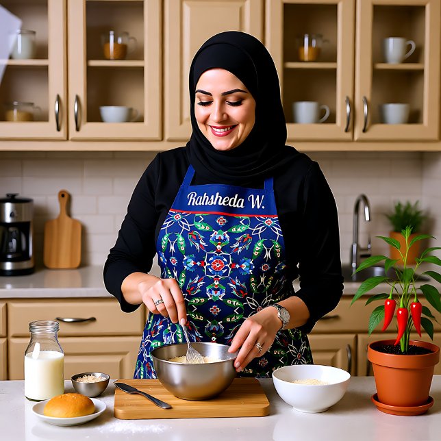 With name 💙 Beautiful Blue Iznik Turkish tiles Apron (With name 💙 Beautiful Blue Iznik Turkish tiles Apron)