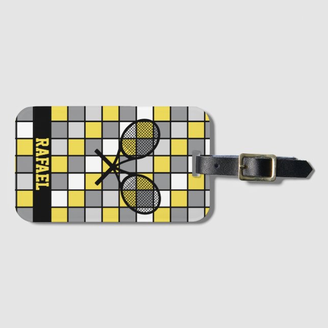 With name checked🎾tennis rackets  luggage tag (Front Horizontal)