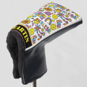 With name, Groovy, retro 90s, white Golf Head Cover