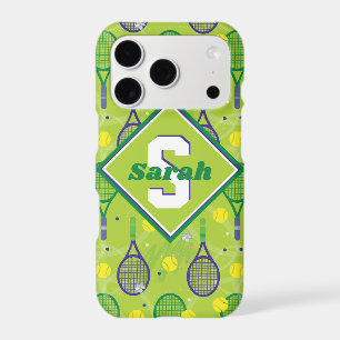 With name & initial, green & purple tennis rackets