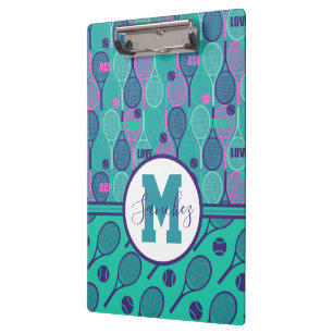 With name Minty and purple tennis rackets  Clipboard