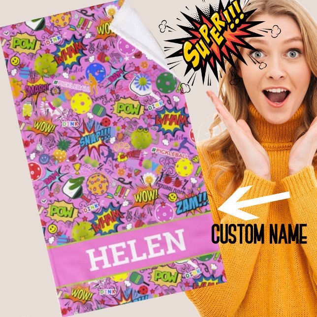 With name😍 mixed pickleball pink  hand towel (Creator Uploaded)