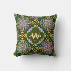 With name Olive and lavender Azulejos Cushion