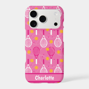 With name Pink & white tennis racket pattern