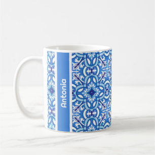 With name 🤍 💙White and blue Porto Azulejos Coffee Mug