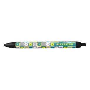 With name Yellow and green  Pickleball Black Ink Pen