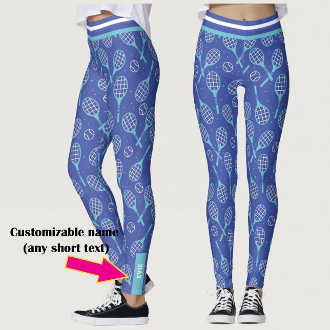 With name💙🎾blue tennis🎾pattern leggings (Creator Uploaded)