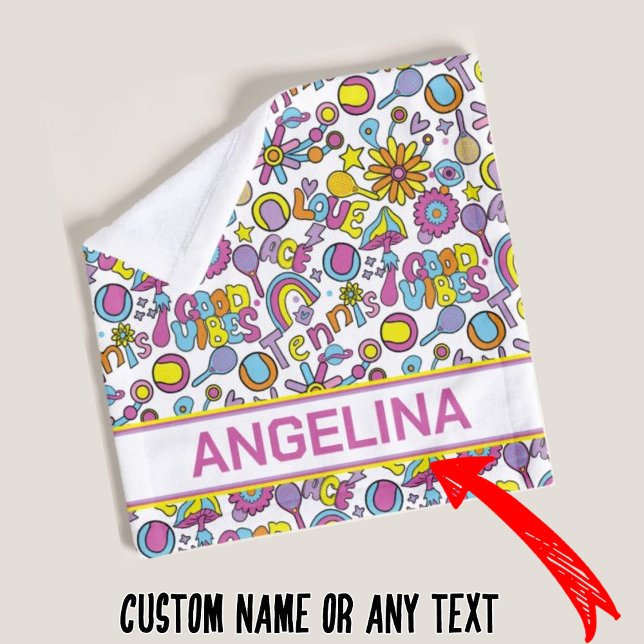 With name🎾groovy pastel tennis  wash cloth (Creator Uploaded)