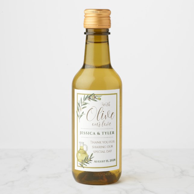 With Olive Our Love Wedding Bottle Label OL001tr (Front)