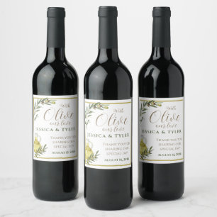 With Olive Our Love Wedding Bottle Label OL001wn