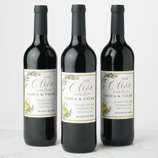 With Olive Our Love Wedding Bottle Label OL001wn