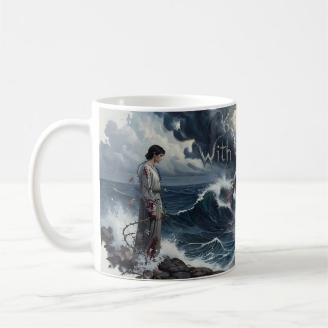 With or Without You Stormy Ocean Art Mug (Left)