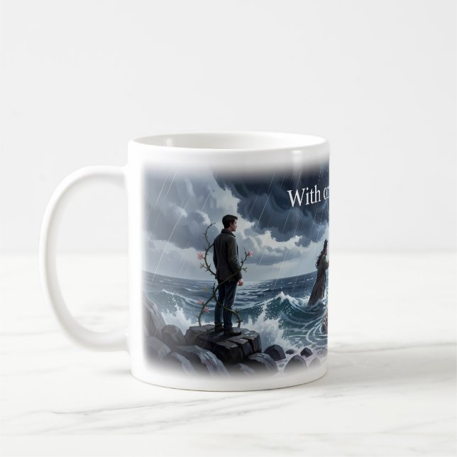 With or Without You Stormy Ocean Love Mug (Left)