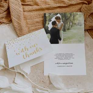 With Our Thanks Wedding Photo Gold Foil Thank You Foil Card