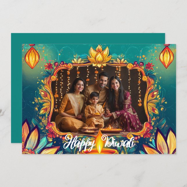 With Photo & custom text Diya Dreams card (Front/Back)