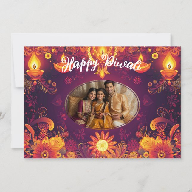 With Photo & custom text Rangoli Radiance card (Front)