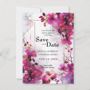 With photo Fuchsia Enchantment: Watercolor  Save The Date