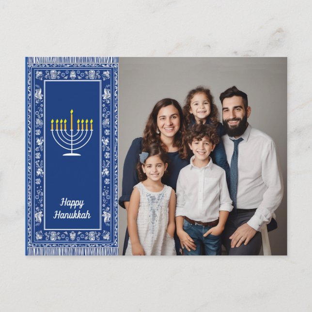 With photo🕎 Happy Hanukkah, Menorah, customisable Postcard (Front)