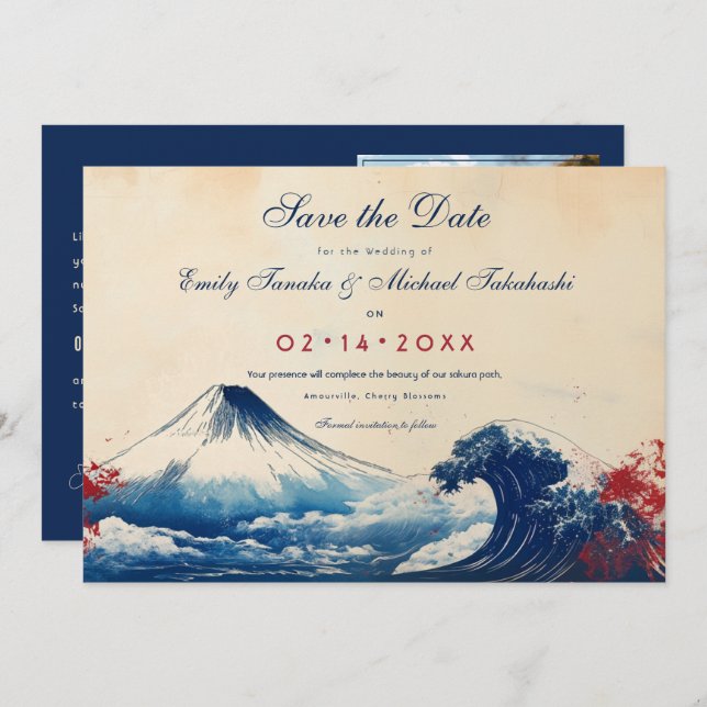 With photo Japonesque Harmony with Fuji Save The Date (Front/Back)