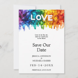 🌈 🐦 With photo LGBTQ Painted With Love wedding Save The Date