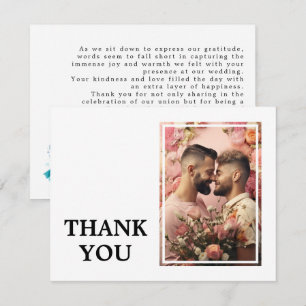With photo LGBTQ+ Rainbow Lovebirds Thank You Card