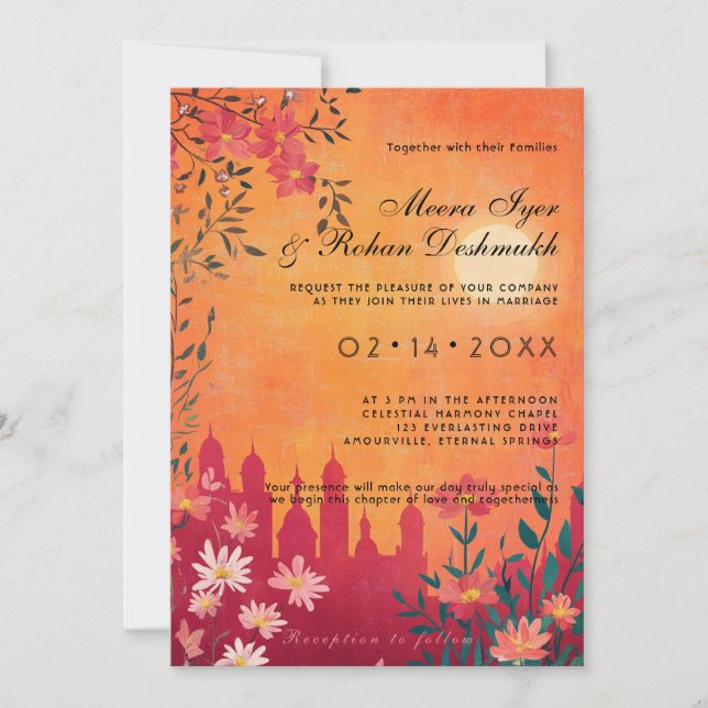 With photo Sunset Serenade Wedding Invitation (Front)