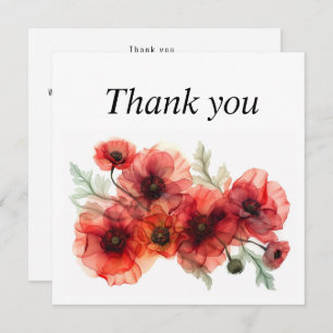 With poppies Scarlet Petal Serenade Thank You Card