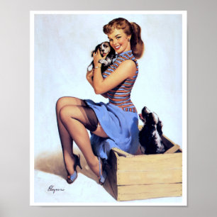 With Puppies Pin Up Poster
