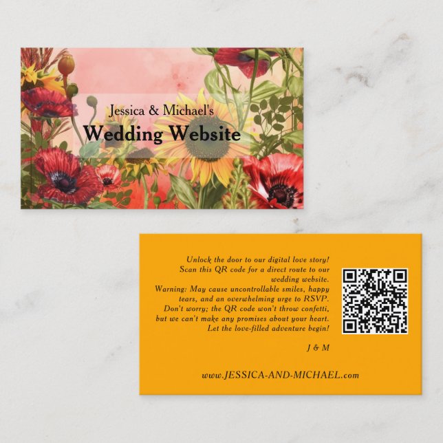 🌻With QR code wedding website Business Card (Front/Back)